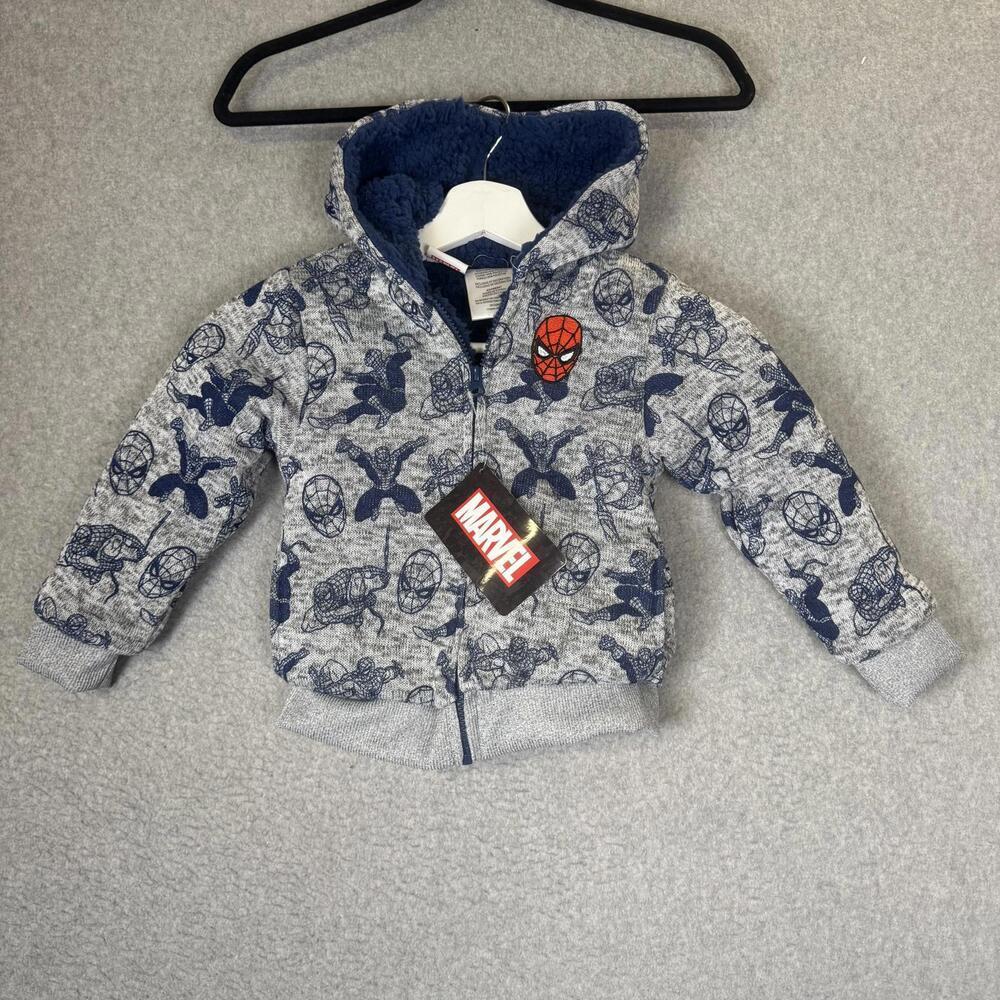SPIDER-MAN Marvel Kids' Boys Plush Hoodie Jacket Gray Size 4T